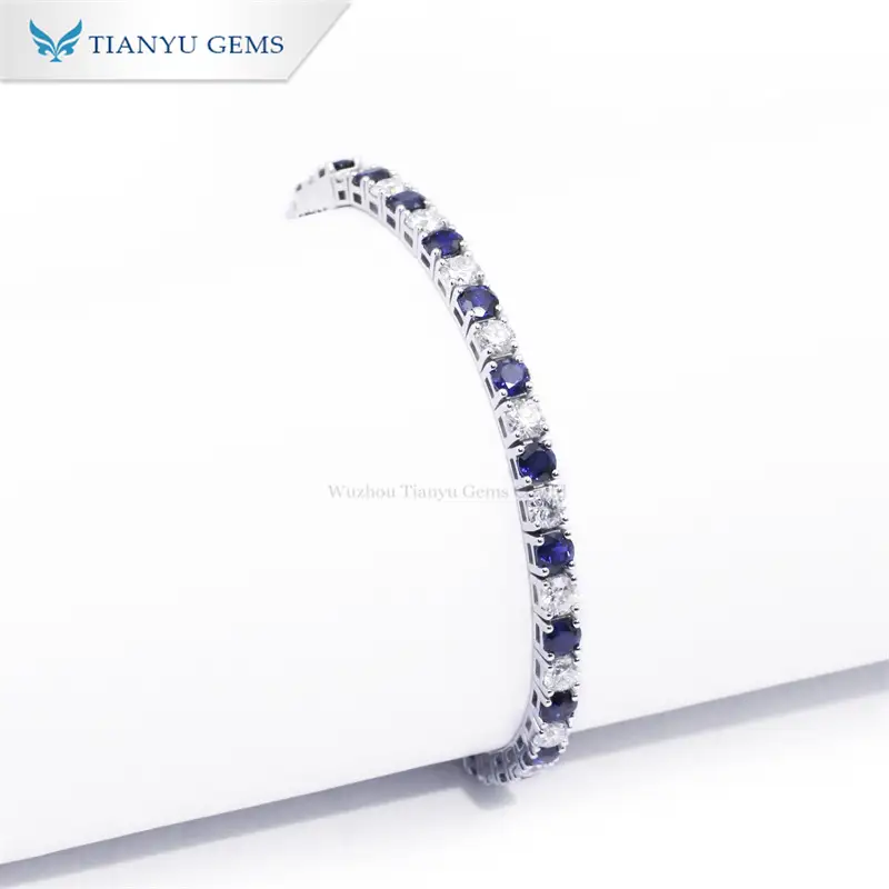 Tianyu Gems 14Kホワイトゴールド サファイアブレスレット Tianyu Gems 14Kホワイトゴールド サファイアブレスレット