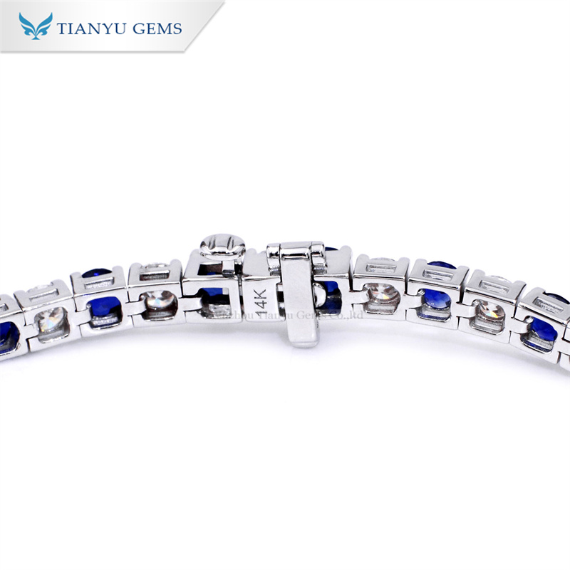 Tianyu Gems 14k White Gold Sapphire Bracelet Fashion Women's Tennis Bracelet 6