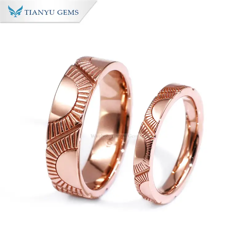 Tianyu Gems  Rose Gold Couple Rings 18k Engraved Ring 1