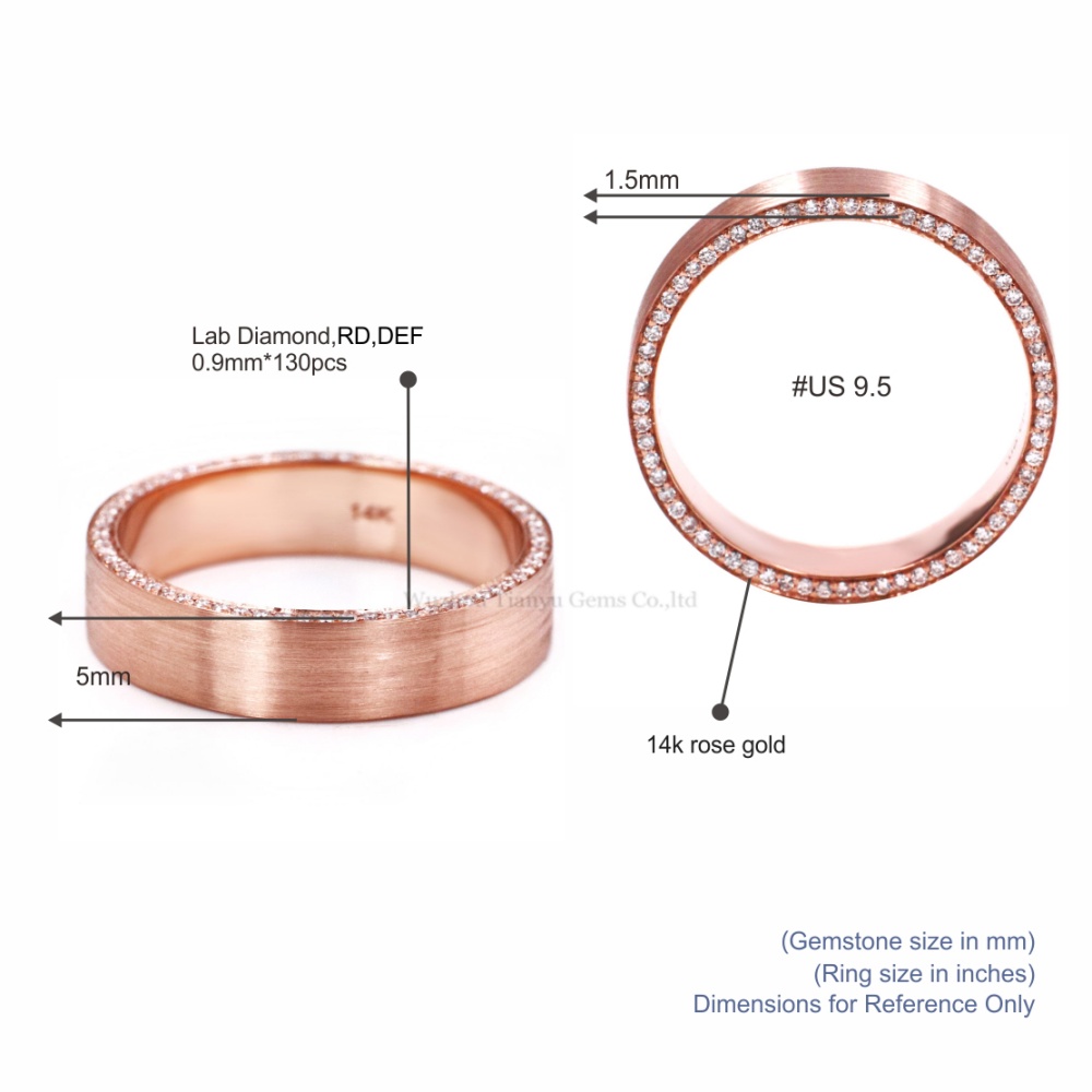 Tianyu Gems Lab Grown Diamond Mens Ring Rose Gold for Men 5