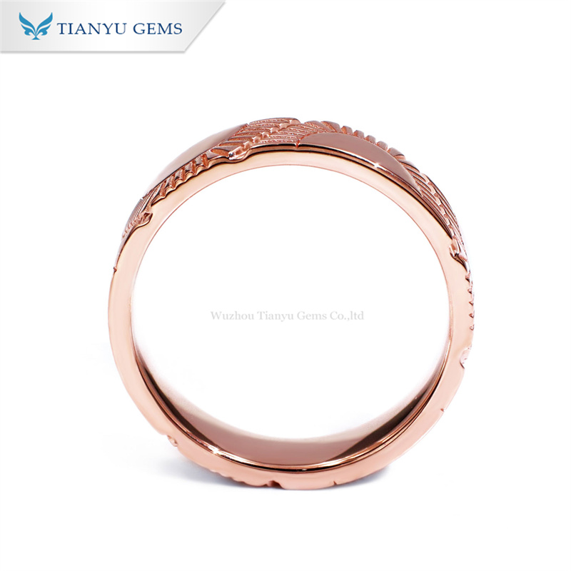 Tianyu Gems  Rose Gold Couple Rings 18k Engraved Ring 3