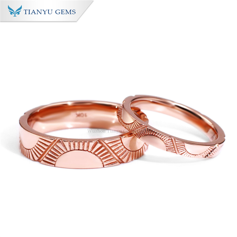 Tianyu Gems  Rose Gold Couple Rings 18k Engraved Ring 2