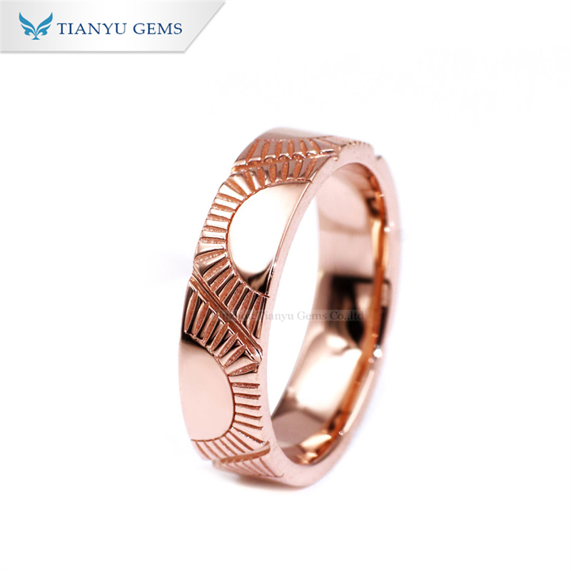 Tianyu Gems  Rose Gold Couple Rings 18k Engraved Ring 6