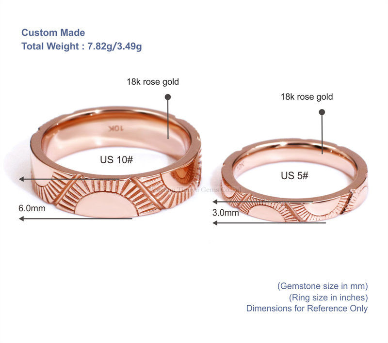 Tianyu Gems  Rose Gold Couple Rings 18k Engraved Ring 5