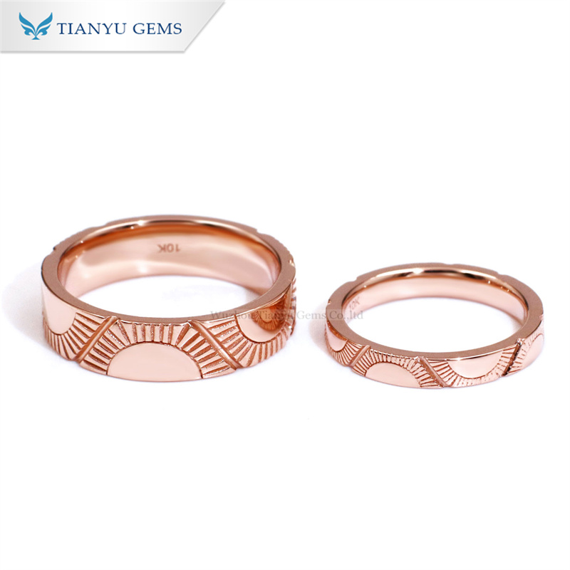 Tianyu Gems  Rose Gold Couple Rings 18k Engraved Ring 4
