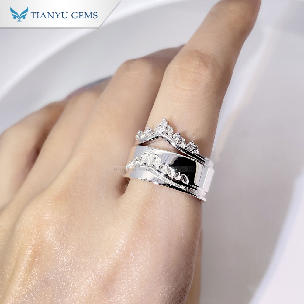 Tianyu Gems Lab Grown Diamond Ring Set 14k Gold Marquise Cut Wedding Set 2