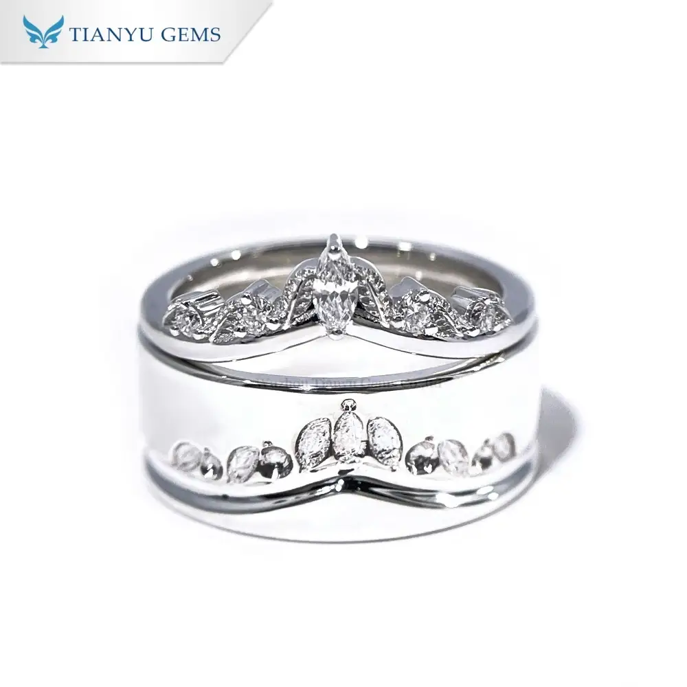 Tianyu Gems Lab Grown Diamond Ring Set 14k Gold Marquise Cut Wedding Set 1