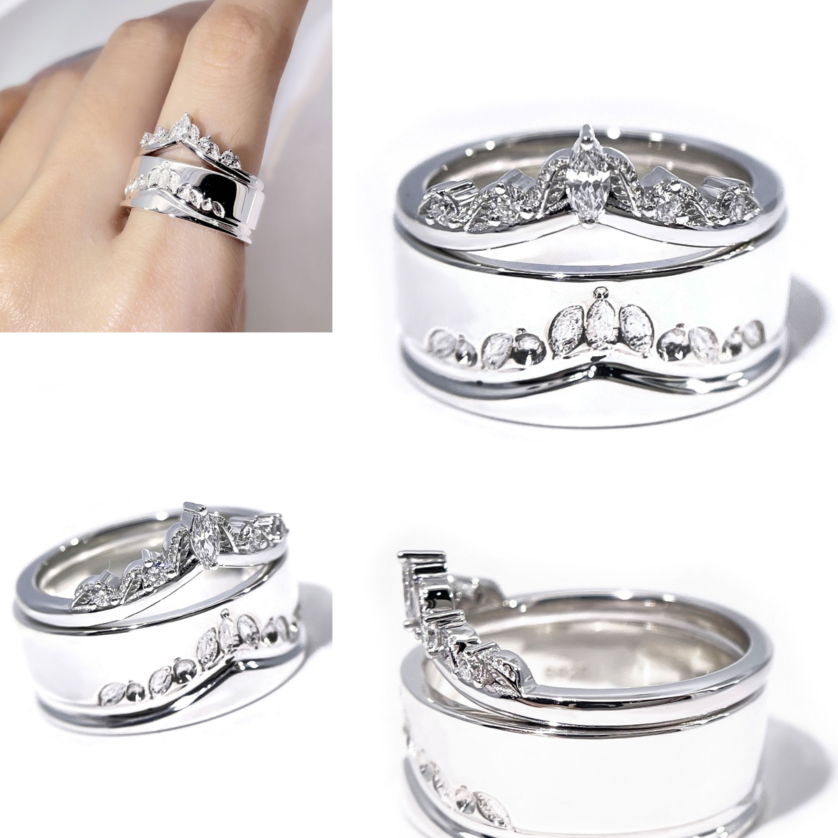 Tianyu Gems Lab Grown Diamond Ring Set 14k Gold Marquise Cut Wedding Set 6
