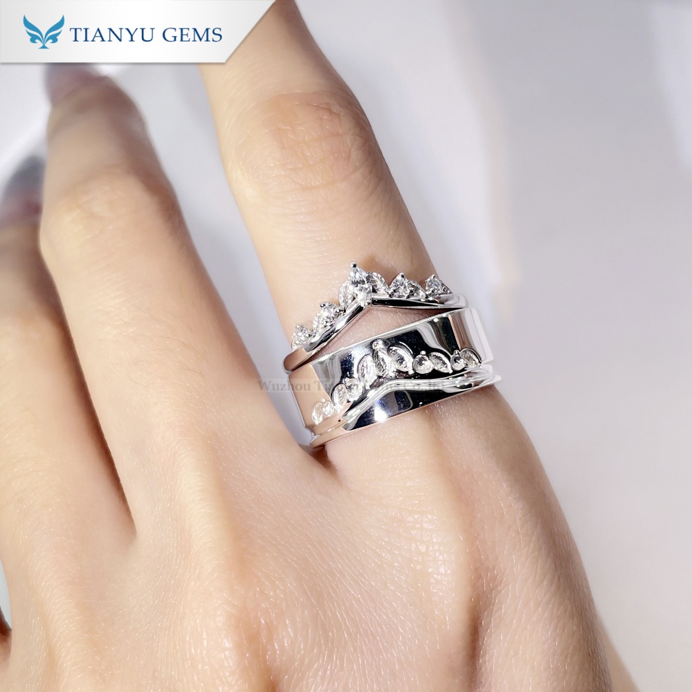 Tianyu Gems Lab Grown Diamond Ring Set 14k Gold Marquise Cut Wedding Set 4
