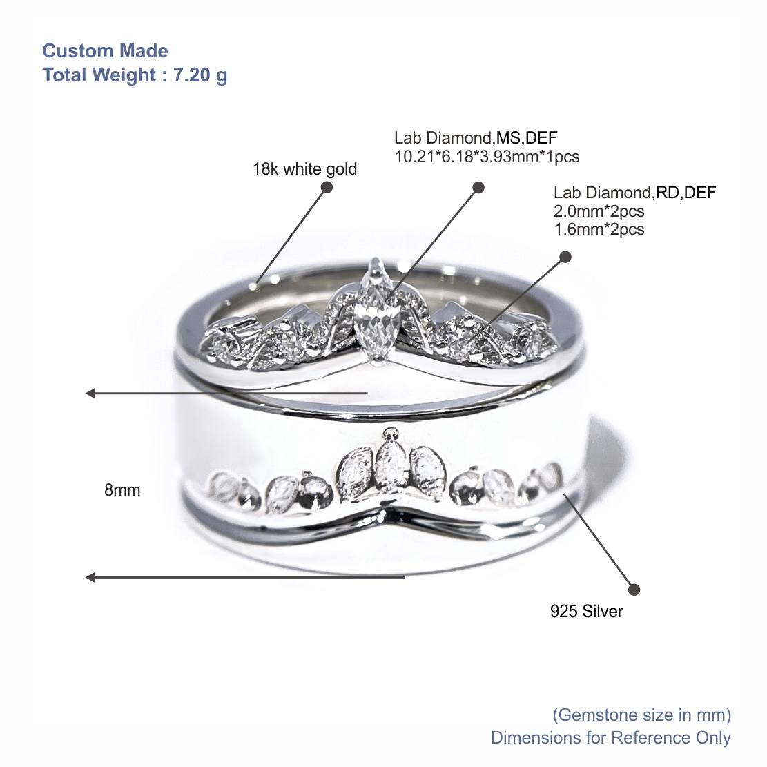 Tianyu Gems Lab Grown Diamond Ring Set 14k Gold Marquise Cut Wedding Set 5