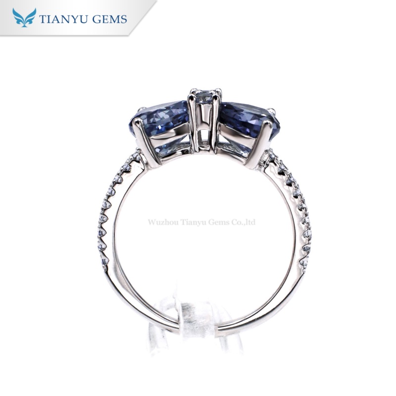 Tianyu Gems Lab-created Alexandrite Bow Ring Heart Cut Gemstone Ring 6