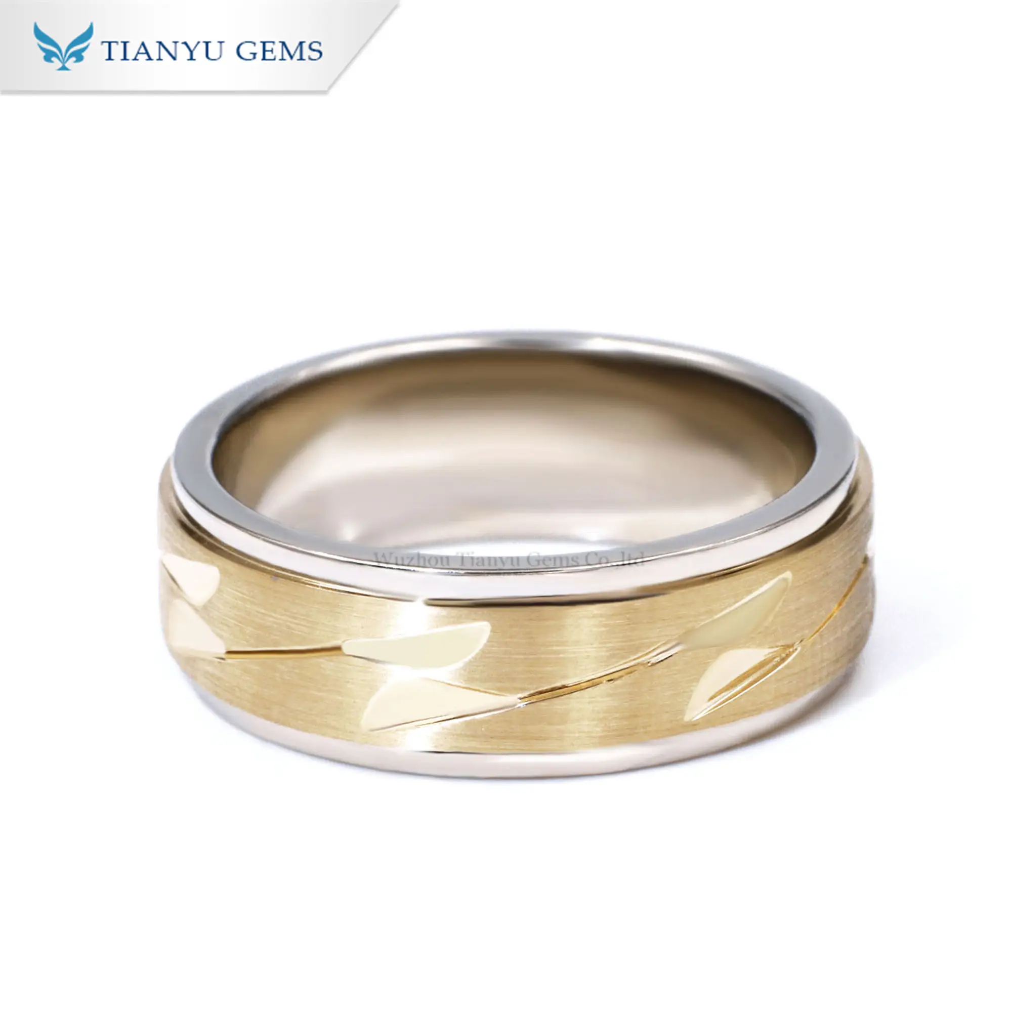 Tianyu Gem gold jewelry wholesale vendors 14k\18k brushed men's wedding band jewelry ring manufacturer 1