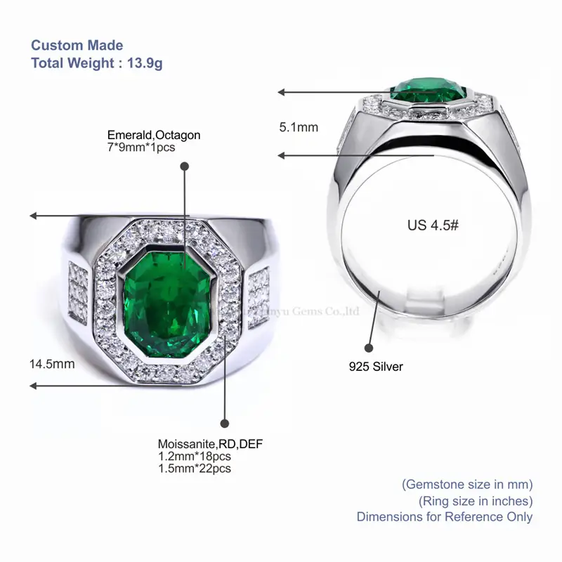 メンズエメラルド結婚指輪を卸売価格でご提供 | Tianyu Gems