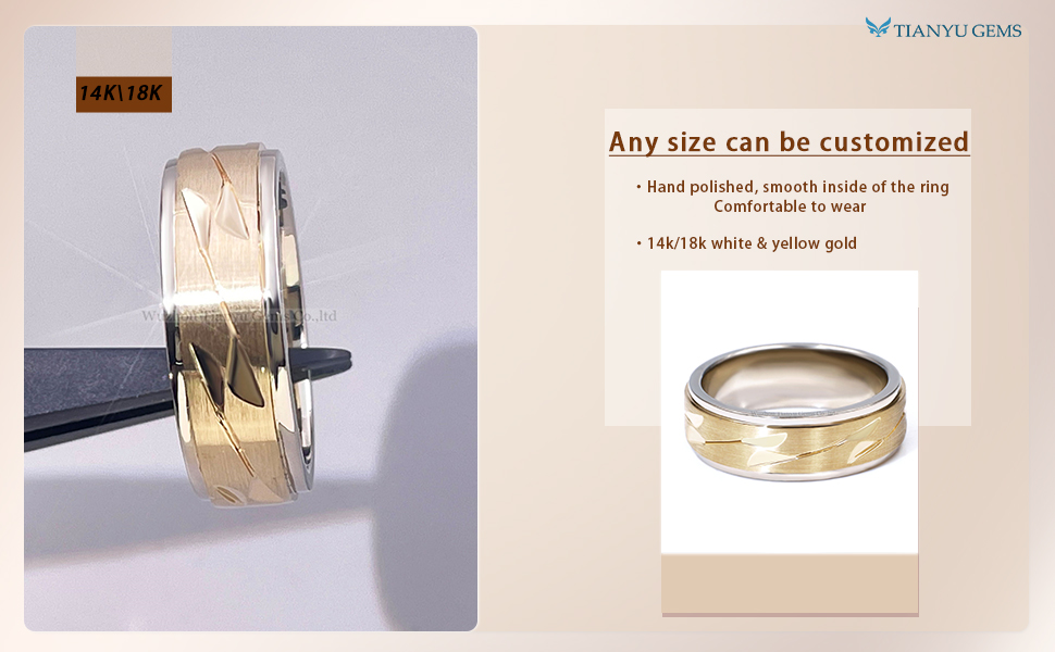 Tianyu Gem gold jewelry wholesale vendors 14k\18k brushed men's wedding band jewelry ring manufacturer 4