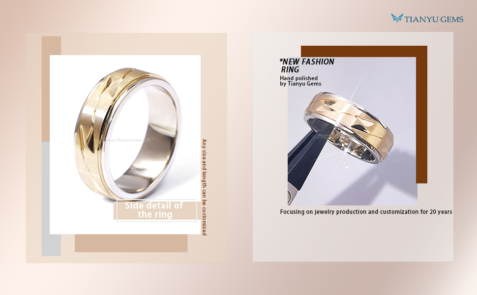 Tianyu Gem gold jewelry wholesale vendors 14k\18k brushed men's wedding band jewelry ring manufacturer 3