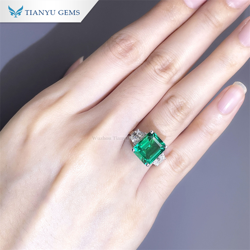 Custom Emerald Cut Engagement Rings 14k/18k White Gold Jewelry Wholesale 4