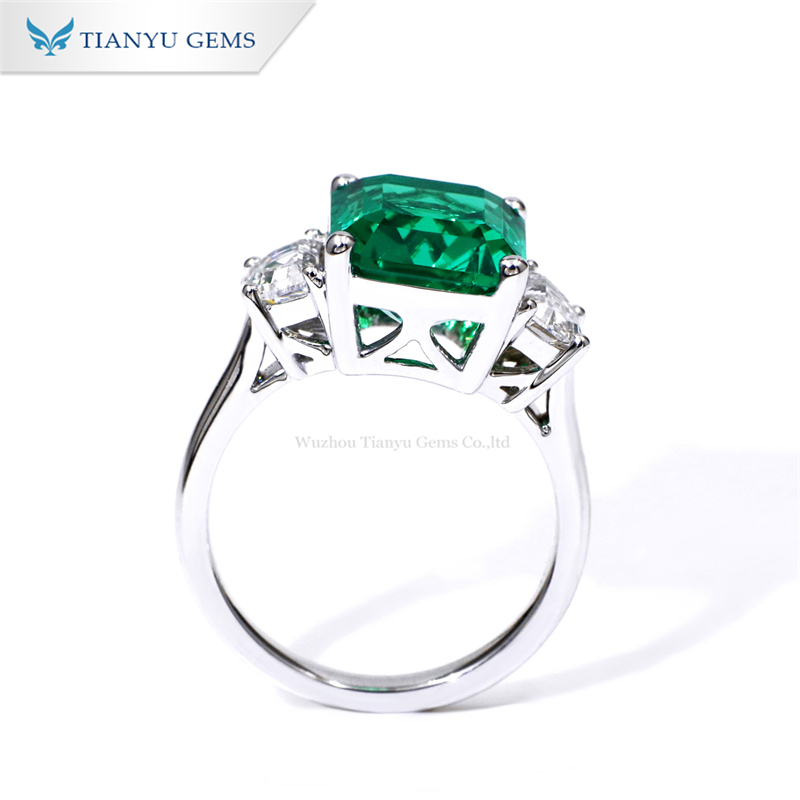 Custom Emerald Cut Engagement Rings 14k/18k White Gold Jewelry Wholesale 3