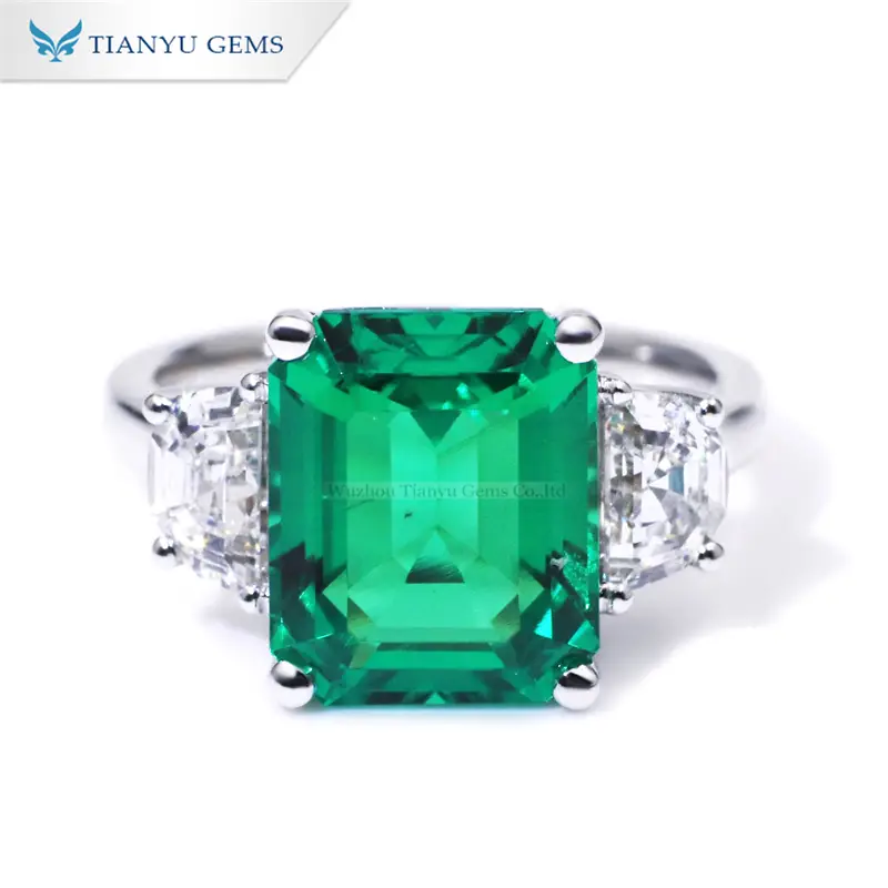 Custom Emerald Cut Engagement Rings 14k/18k White Gold Jewelry Wholesale 1