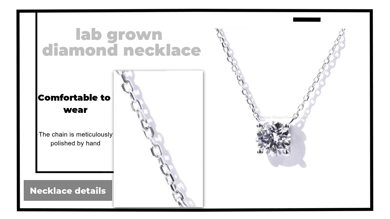 Lab Grown Diamond Necklace Female 14k Gold Four Claws Clavicle Necklace 3