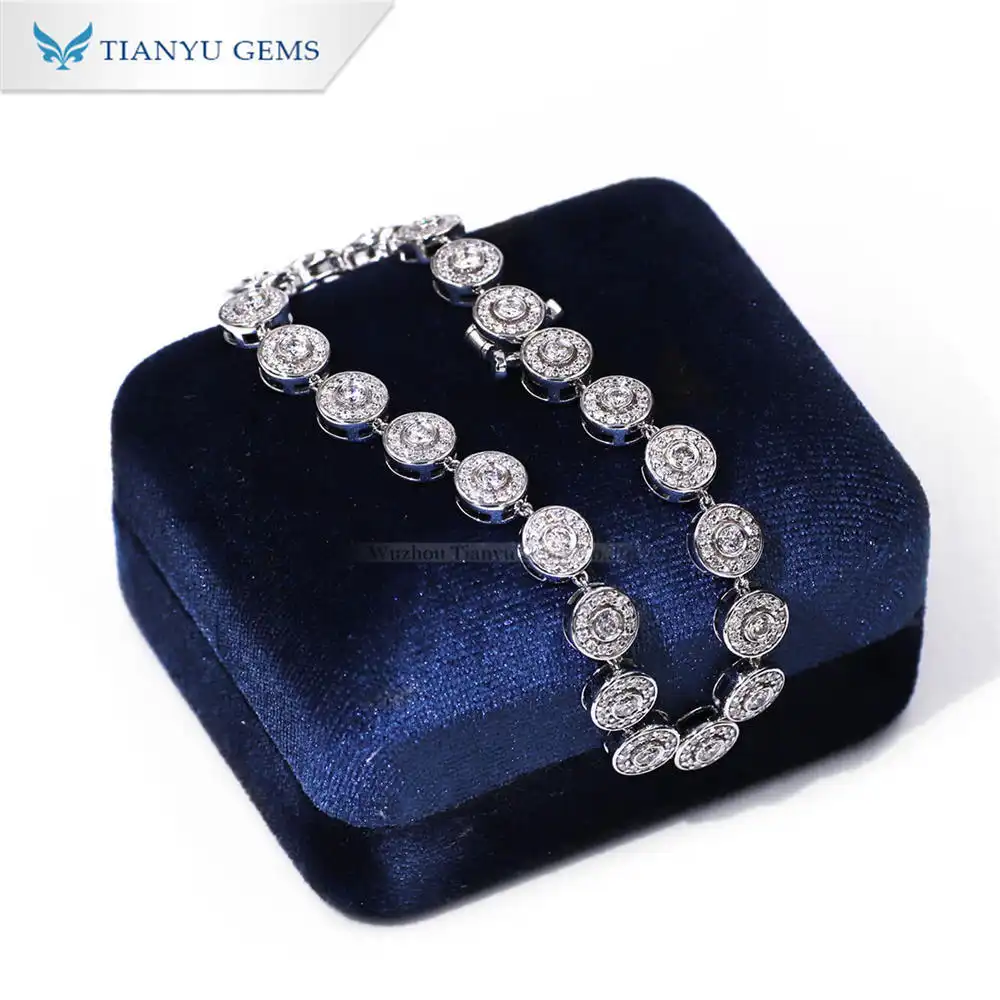 Tianyu gems Full lab diamond Solid White Gold Bezel Setting Party Chain Bracelet 1