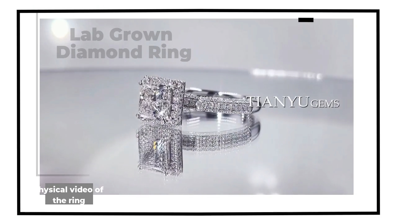 톈위 젬스 프린세스컷 랩그로운 다이아몬드 반지, 14K 골드 반지, 여성용 모이사나이트 그룹 다이아몬드 반지 4