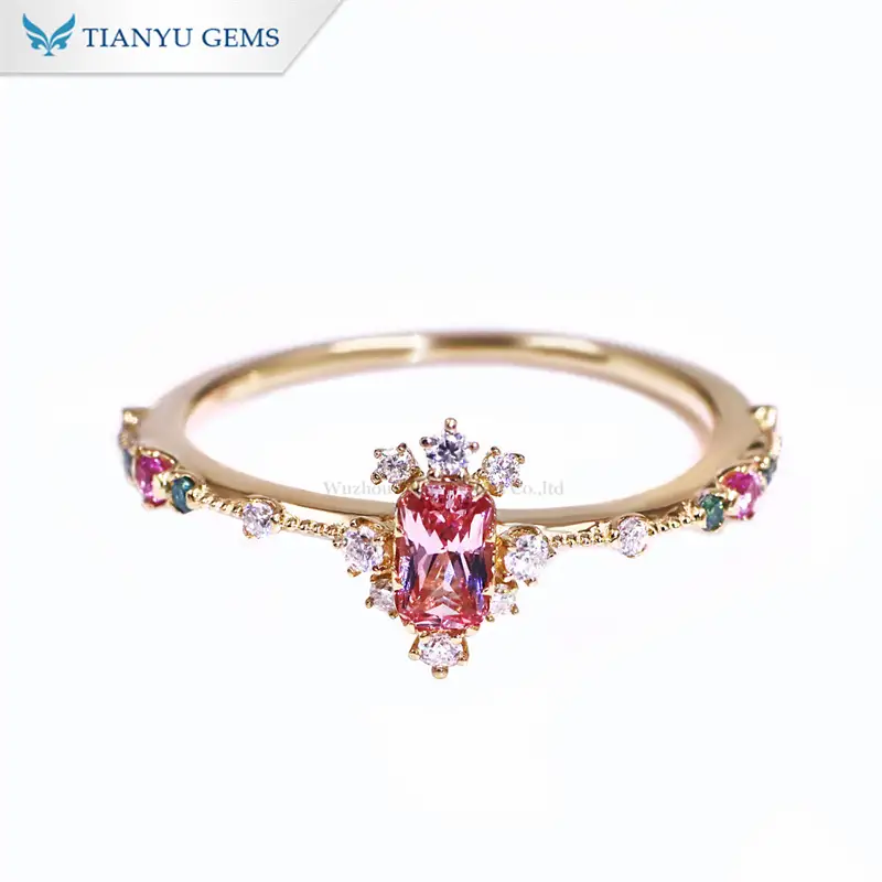 Tianyu Gems  Lab Grown Pink Sapphire Engagement Rings 14k Yellow Gold Gemstone Ring 1