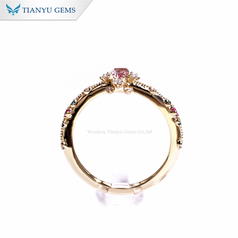 Tianyu Gems  Lab Grown Pink Sapphire Engagement Rings 14k Yellow Gold Gemstone Ring 6
