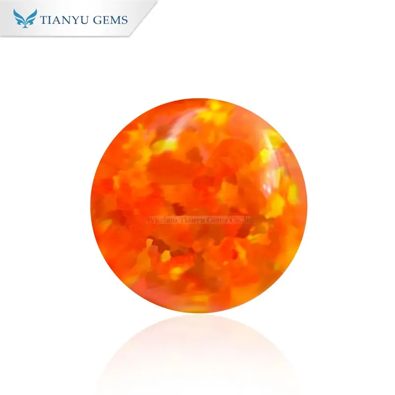 Round Cabochon Cut CP30 Orange Fire Opal Synthetic Gemstone Manufacturer 1