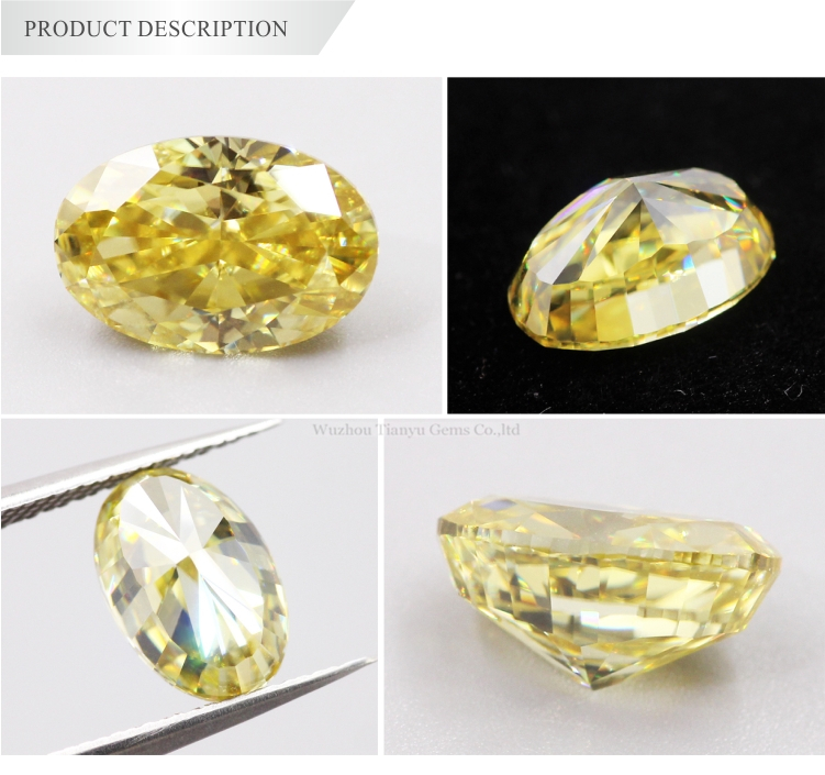 Tianyu gems 8*12mm Oval Modified Brilliant Crushed Ice Cut Synthetic Yellow Moissanite Price Per Carat 6