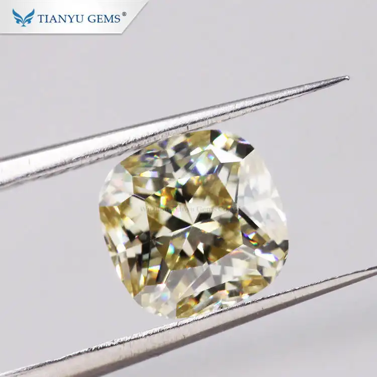 Tianyu gems Yellow moissanite Cushion cut DEF loose Gemstone 1