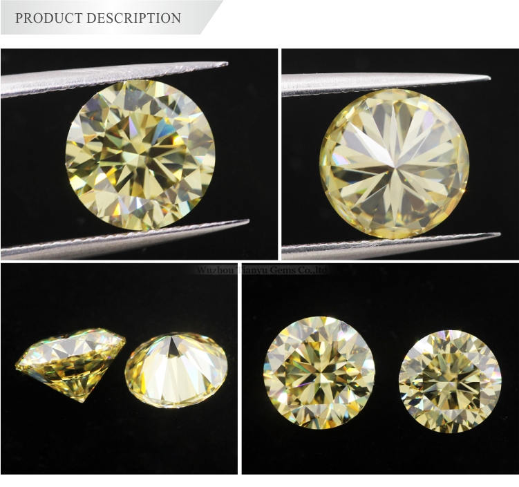 Tianyu gems  Round Cut Light Yellow Moissanite Loose Gemstone 7
