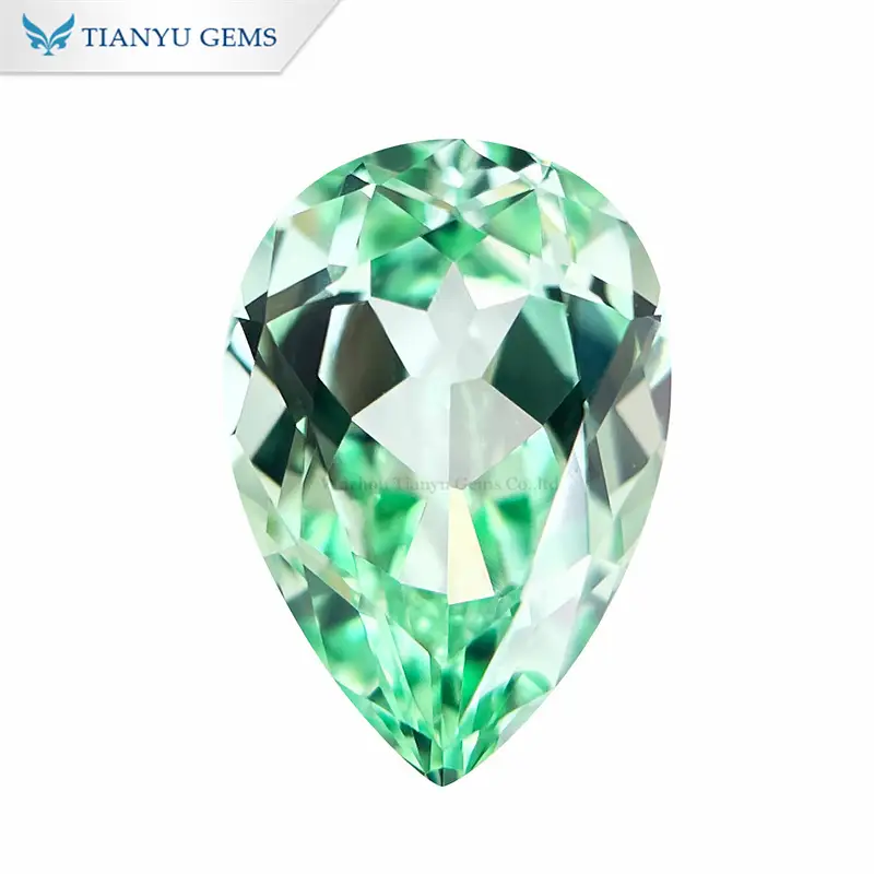 Lab Created Light Green Sapphire Pear Cut Manufacturer 1