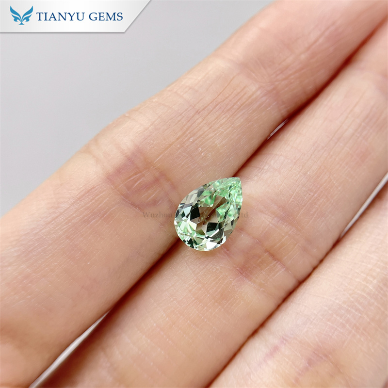 Lab Created Light Green Sapphire Pear Cut Manufacturer 9