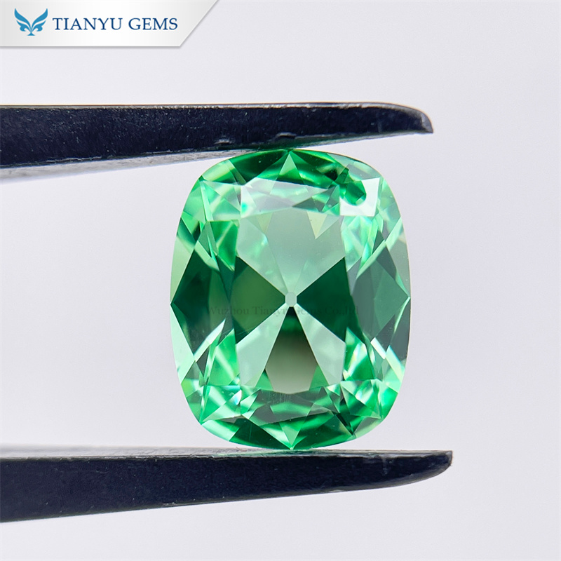 8*10mm Handmade Cushion Old Mine Cut Deep Green Lab Sapphire 8