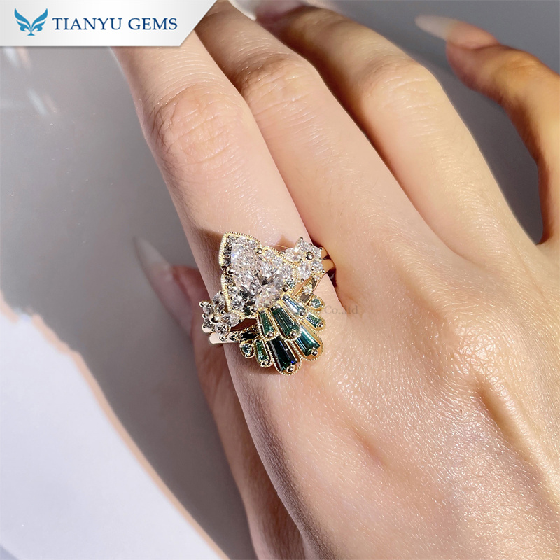 High-quality emerald engagement ring set Company | Tianyu gems 4