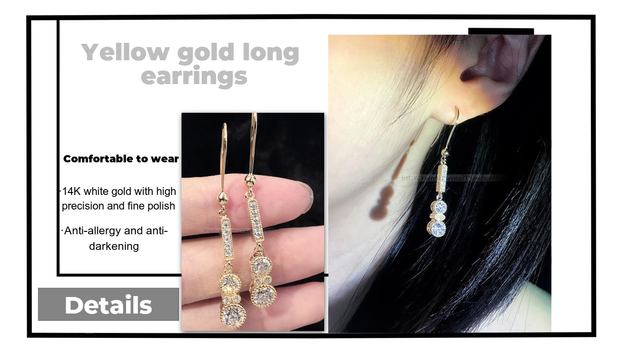 Tianyu Gems 14K/18K runde moissanitt-diamanter med premiumfølelse og populære lange kjeder i gult gull 3