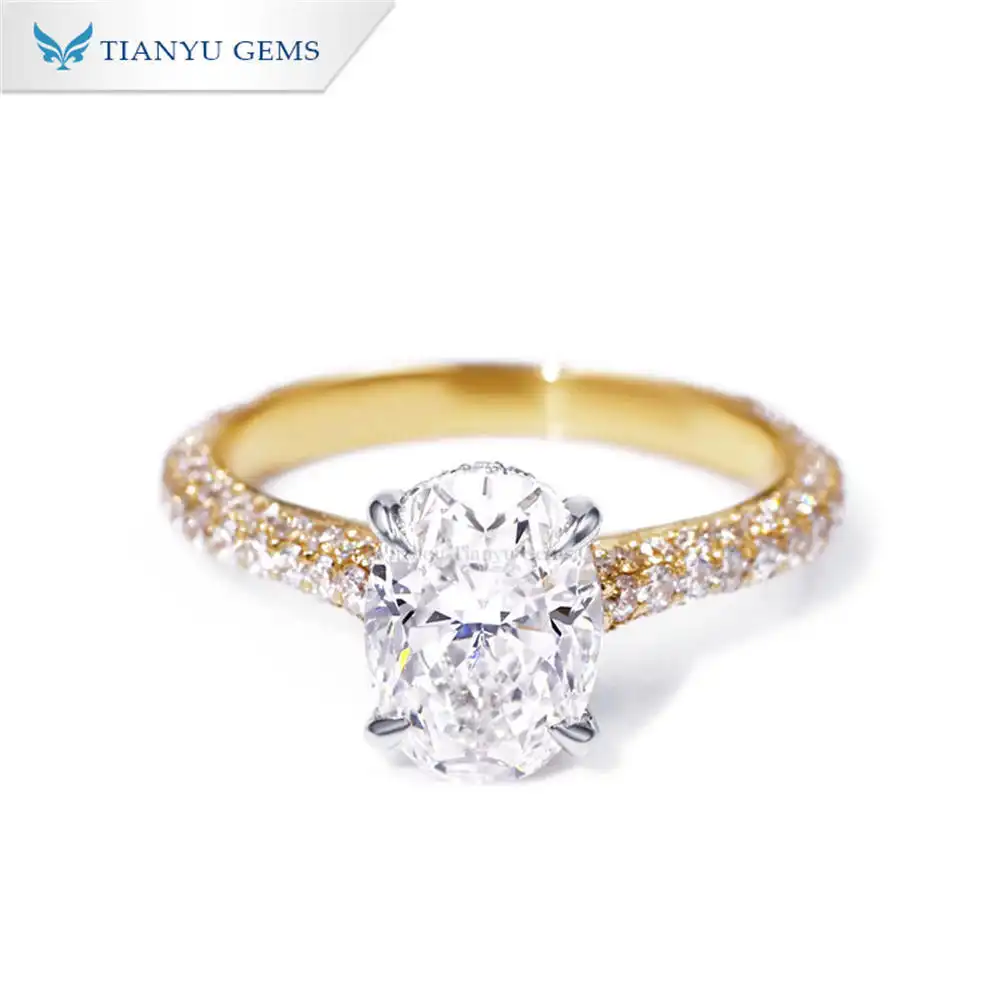 Customized Tianyu gems Fancy Shape Oval Cut Lab Grown Diamond CVD HPHT Wedding Rings 1