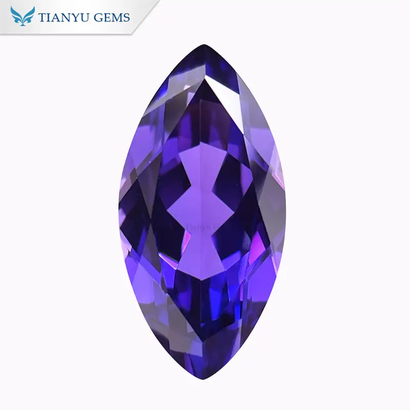 Marquise Natural Cut Purple Blue Lab Grown Sapphire Gemstone 1