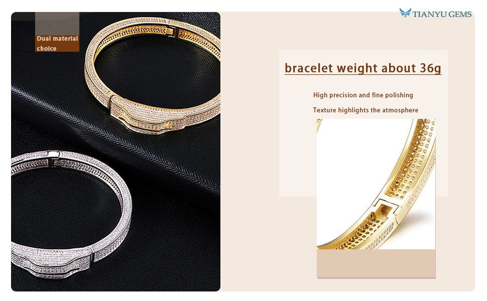 Tianyu Gems Gold Jewelry Wholesale Vendors Rectangle Moissanite Full Diamond Bracelets Cuba Luxury Style 4