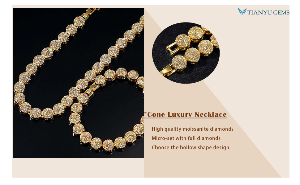 Tianyu Gems Gold Jewelry Wholesale Supplier Cone Luxury Necklace Cuban Style Wholesale Moissanite Jewelry 2
