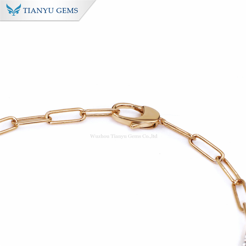 Tianyu Gems Round Cut Geometric Block Bracelet 14k Yellow White Gold Moissanite Bracelet 6