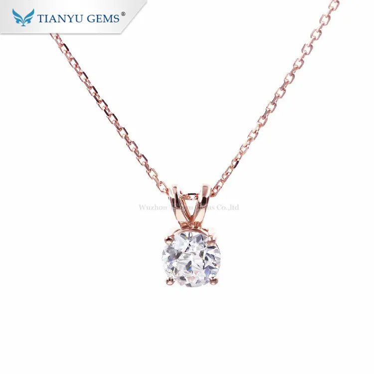 Tianyu wholesales loose moissanite and moissanite jewelry 1ct synthesis diamond gold pendant necklace 1