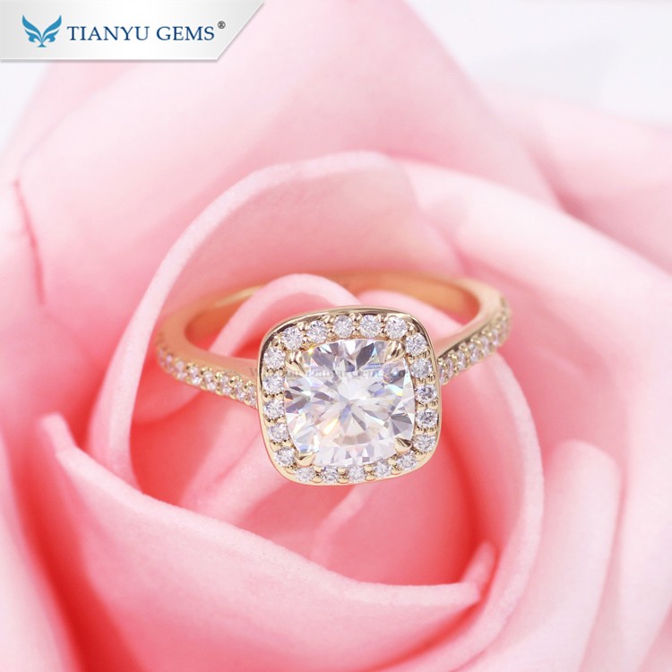 Tianyu wholesales loose moissanite and moissanite jewelry 1ct synthesis diamond gold pendant necklace 20