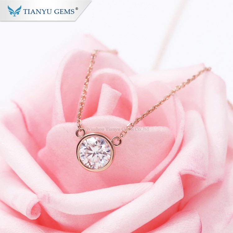 Tianyu wholesales loose moissanite and moissanite jewelry 1ct synthesis diamond gold pendant necklace 18