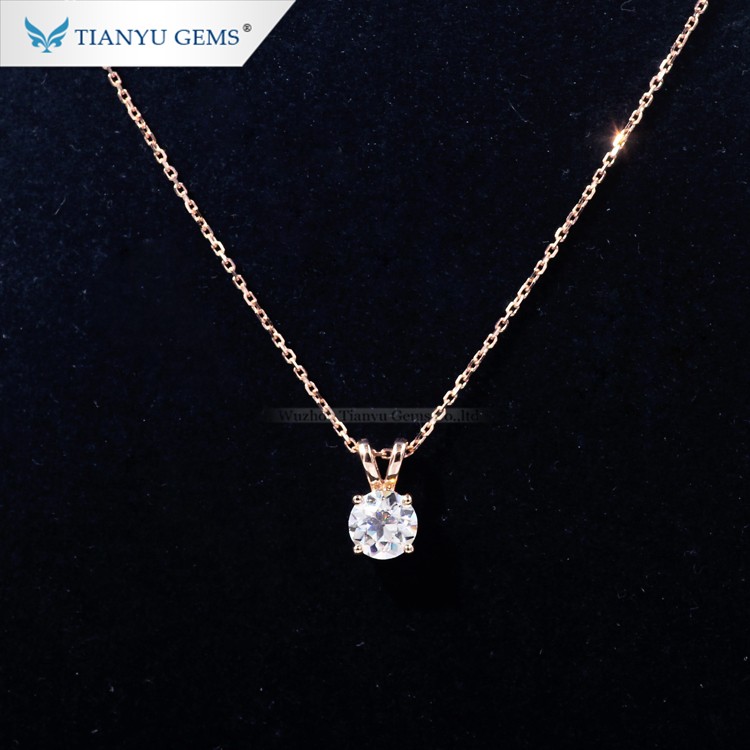 Tianyu wholesales loose moissanite and moissanite jewelry 1ct synthesis diamond gold pendant necklace 10