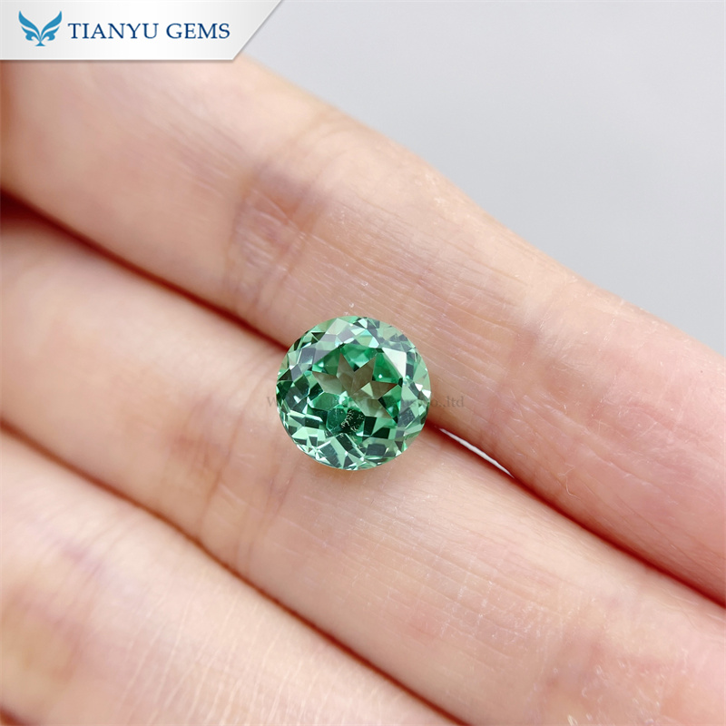 Lab Grown Gemstone Round Natural Cut Green Sapphire Manufactuer 7
