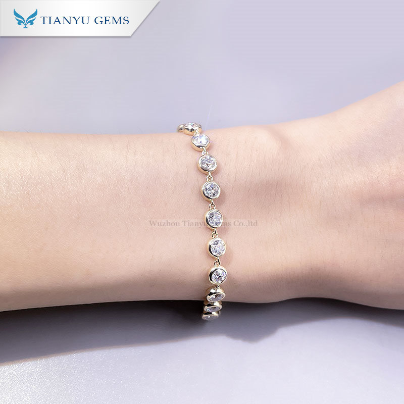 Fashion Yellow Gold Jewelry 4mm Moissanite Diamond Bracelet Chain 4