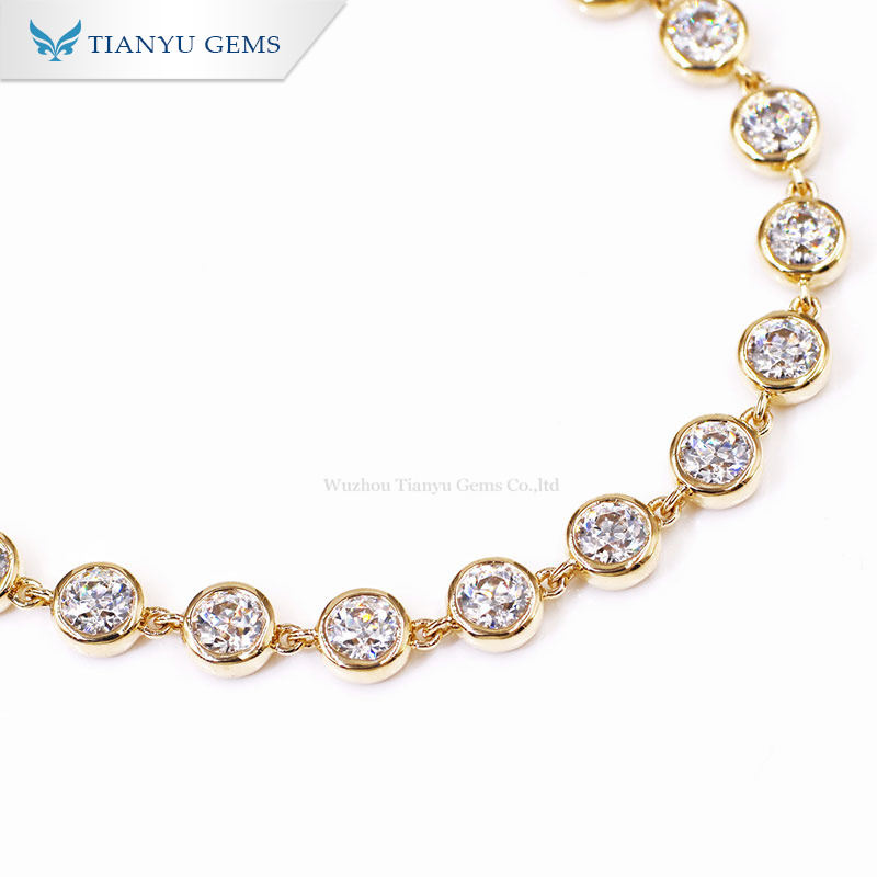 Fashion Yellow Gold Jewelry 4mm Moissanite Diamond Bracelet Chain 3