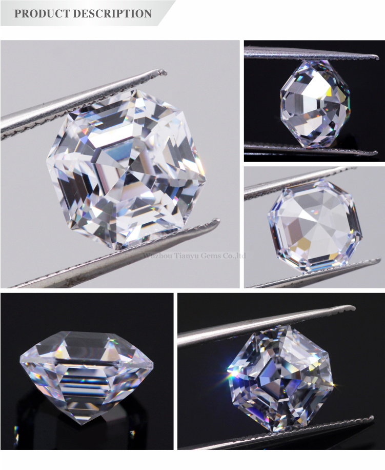 Tianyu gems Finest Custom Cut New Octavia Asscher Cut D E F Moissanite Loose Stone 7