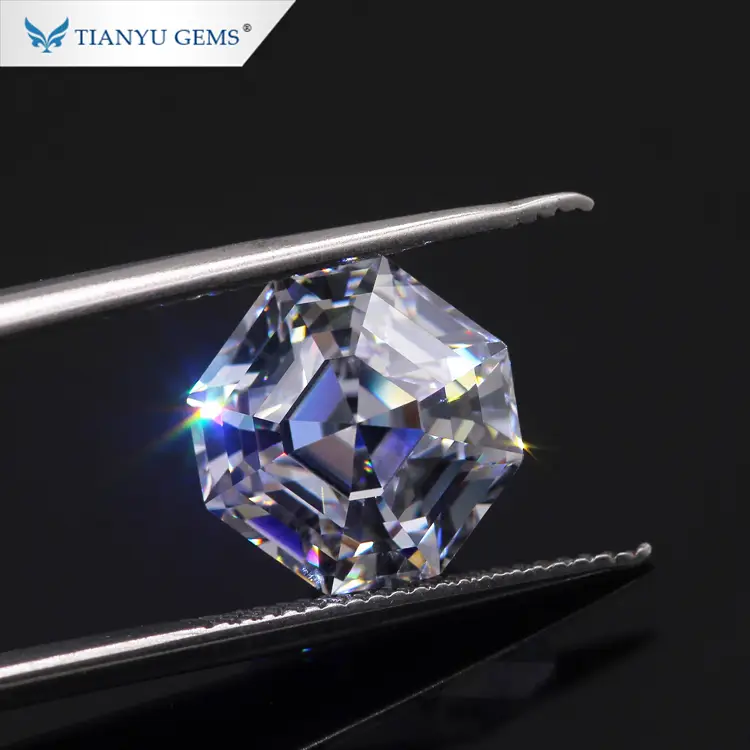Tianyu gems Finest Custom Cut New Octavia Asscher Cut D E F Moissanite Loose Stone 1